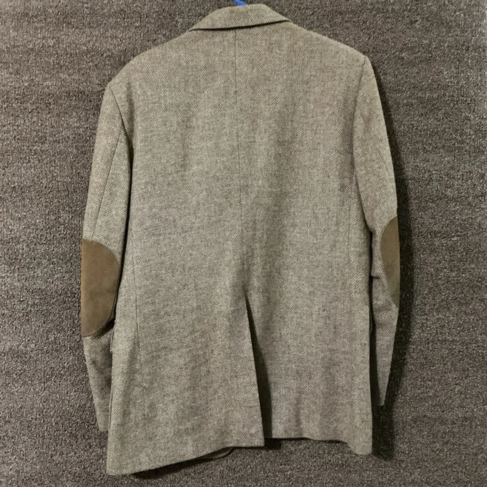 Wm F Farah VTG Sport Coat Blazer Herringbone Wool Tweed 42R USA MADE Elbow Patch